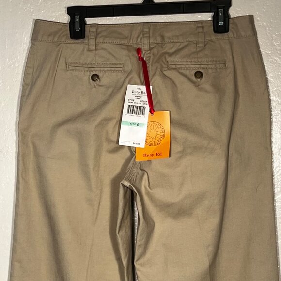 Ruby Rd Wide Leg Denim Chino Sand Beige Pants 8 (33x31) NWT - Picture 5 of 16